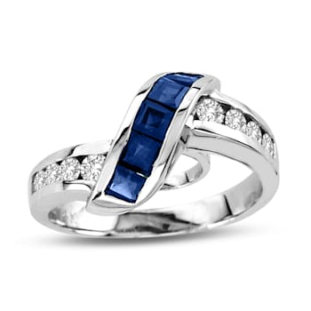 1.08ctw Sapphire and Diamond Ring in 14k White Gold