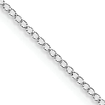 Rhodium Over 14k White Gold 0.5mm Solid Curb 16 Inch Chain