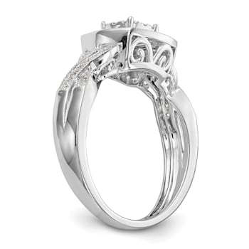Rhodium Over 14K White Gold Lab Grown Diamond Cluster Engagement Ring 0.39ctw