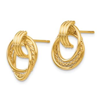 14k Yellow Gold Polished Fancy Stud Earrings