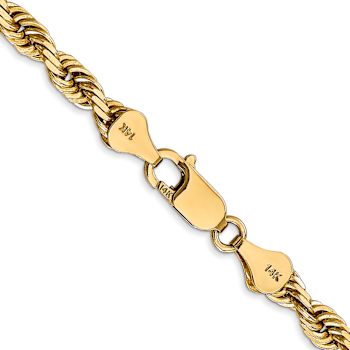 14k Yellow Gold 5mm Solid Diamond-Cut Quadruple Rope 20 Inch Chain