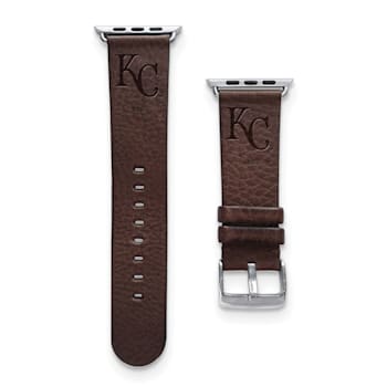 Gametime MLB Kansas City Royals Brown Leather Apple Watch Band (42/44mm
S/M). Watch not included.