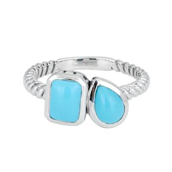 Turquoise Two-Stone Ring In Sterling Silver