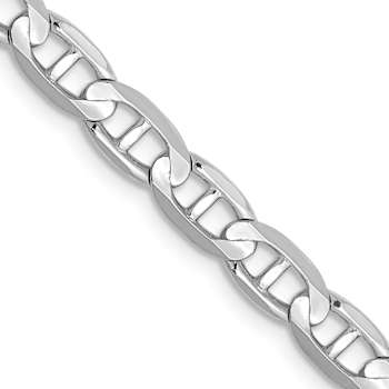 Rhodium Over 14k White Gold 4.5mm Solid Concave Mariner 22 Inch Chain