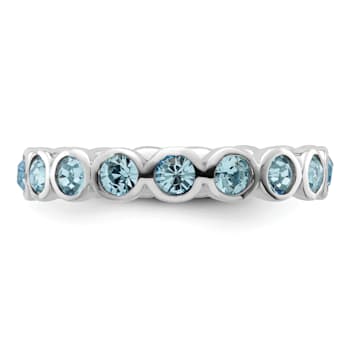 Sterling Silver Stackable Expressions Blue Crystal Ring