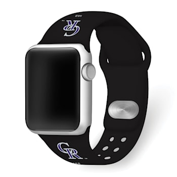 Gametime MLB Colorado Rockies Black Silicone Apple Watch Band (38/40mm
M/L). Watch not included.