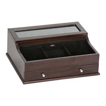 Mele and Co Hampden Men's Glass Top Wooden Dresser Top Valet