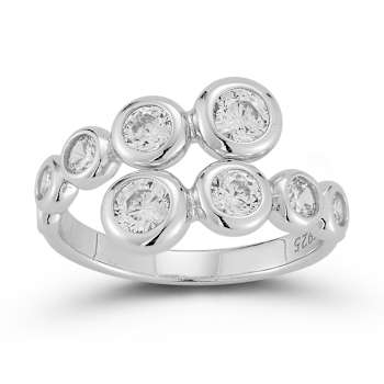 Rachel Zoe CZ Bubble Bypass Ring in Rhodium Over Sterling Silver
