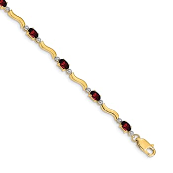 14k Yellow Gold and Rhodium Over 14k Yellow Gold Fancy Diamond and
Garnet Bracelet