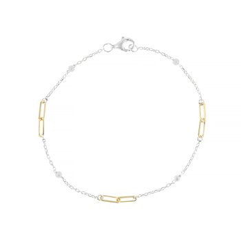 Two-Tone Paperclip Station Necklace And Bracelet Set In Sterling Silver
With 18K Gold Over Sterling Silver