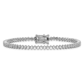 Rhodium Over Sterling Silver Polished Cubic Zirconia Tennis Bracelet
