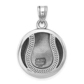 Rhodium Over Sterling Silver MLB LogoArt Minnesota Twins Enameled Pendant