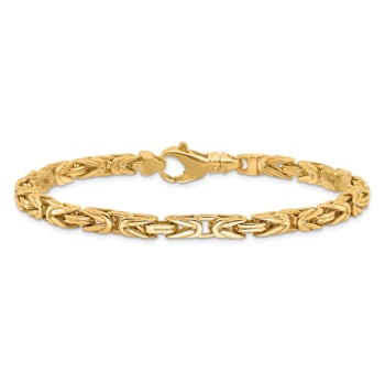 14k Yellow Gold 4.9mm Hand-Polished Byzantine Link Bracelet