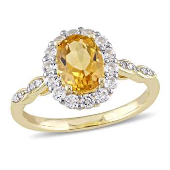 Citrine, White Topaz and Diamond 14K Yellow Gold 1.88ctw