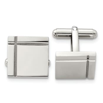 Stainless Steel Polished Square Cuff Links