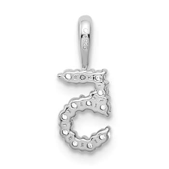 Rhodium Over 14k White Gold Diamond Number 5 Pendant