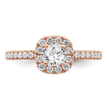 14K Rose Gold Eternal Promise Lab Grown Diamond Halo Complete Ring 0.75ctw
