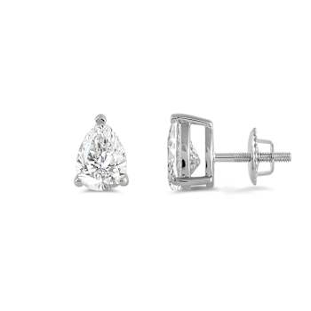 White Cubic Zirconia 14k White Gold Studs With Velvet Gift Box 2.00ctw