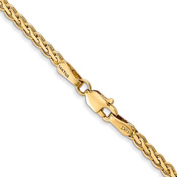 14k Yellow Gold 2.3mm Solid Flat Wheat 16 Inch Chain