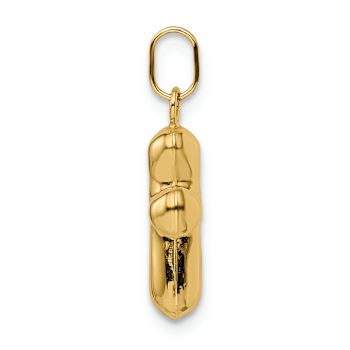 14k Yellow Gold 3D Polished Puffed Cross Pendant
