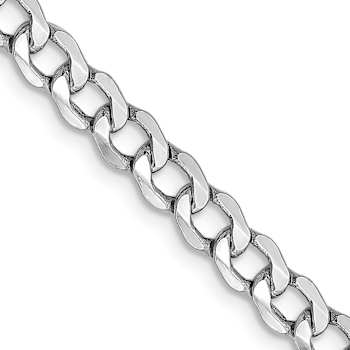 14k White Gold 4.3mm Semi-Solid Curb Link Chain 26 inch
