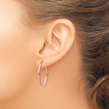 14k Rose Gold 1 5/16" Oval Hoop Earrings