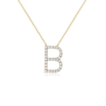 Lab-Grown Diamond Initial B Necklace In 14K Gold Over Sterling Silver 0.50ctw