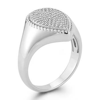 Rachel Zoe Pave Pear-Shaped Signet Ring in Rhodium Over Sterling Silver