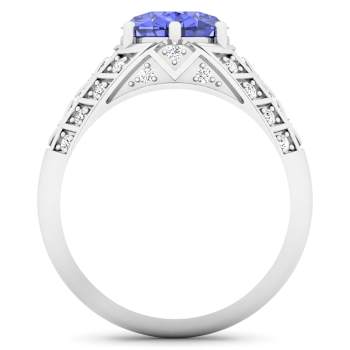 2.63ctw Violet Tanzanite and Diamond 14K White Gold Halo Ring