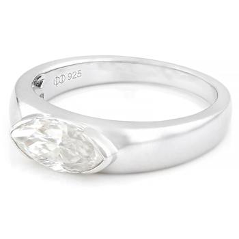 Marquise Moissanite Solitaire Ring In Platinum-Enhanced Sterling Silver
