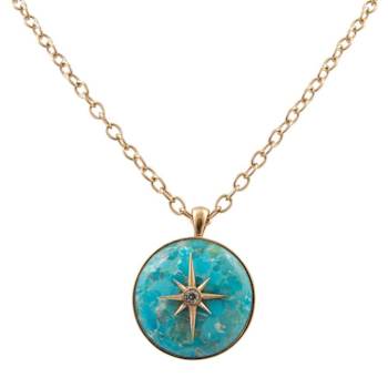 Barse Turquoise Celestial Star Pendant Necklace In Bronze