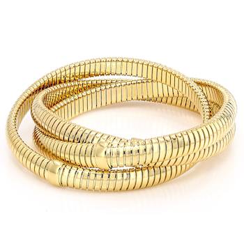 Omega Twist Multi-Row Bracelet In 18K Gold Over Bronze