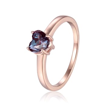 Blue Lab Created Alexandrite Heart Shape Ring 14K Rose Gold Over
Sterling Silver Solitaire Ring