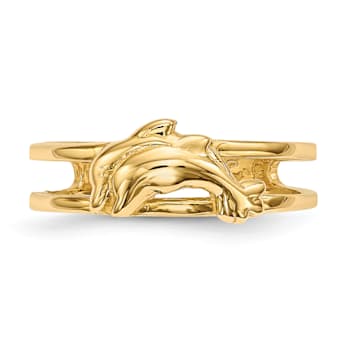 14K Yellow Gold Dolphins Toe Ring