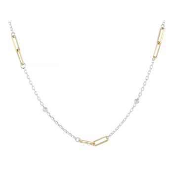 Two-Tone Paperclip Station Necklace And Bracelet Set In Sterling Silver
With 18K Gold Over Sterling Silver