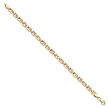14K Two-tone Gold Diamond-Cut 5mm Fancy Link Bracelet