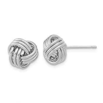 Rhodium Over 14k White Gold Polished 10mm Triple Love Knot Stud Earrings