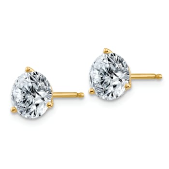 14K Yellow Gold 2ct. 6.5mm Round G H I True Light Moissanite Earrings