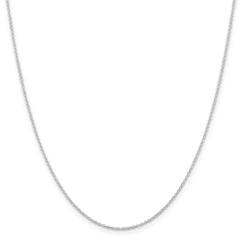Rhodium Over Sterling Silver 1.25mm Cable Chain with 2 Inch Extension Necklace