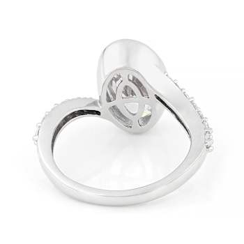Bezel Set Oval CZ Bypass Ring In Sterling Silver