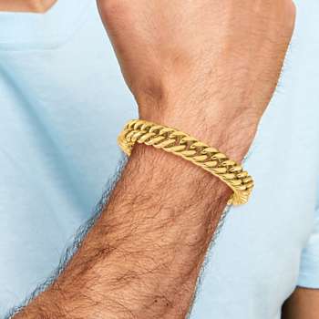 Yellow Ion Plated Stainless Steel Polished 12mm Heavy Curb Bracelet