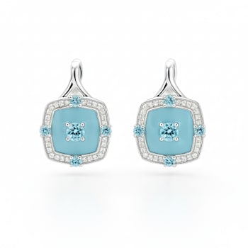 Blue Topaz Rhodium Over Sterling Silver Round Drop Earrings