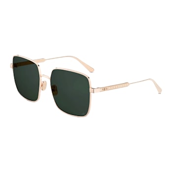 Dior Cannage Rose Gold Square Frame / Green Lenses Sunglasses