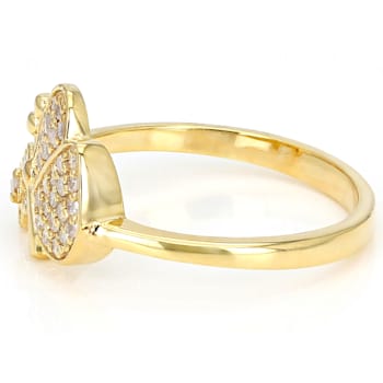 White Diamond 14k Yellow Gold Over Sterling Silver Cluster Butterfly
Ring 0.20ctw