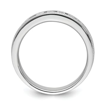 Rhodium Over 14K White Gold Lab Grown Diamond SI1/SI2, G H I, Polish and
Satin Men's Ring