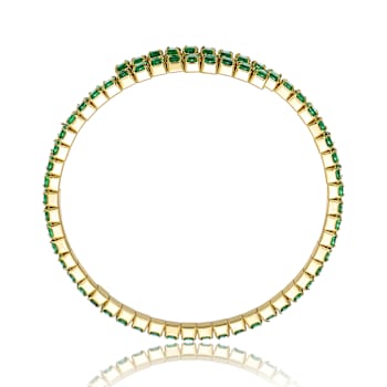 Emerald Color CZ Bypass Tennis Bracelet In 14K Gold Over Brass