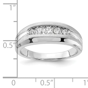Rhodium Over 14K White Gold Lab Grown Diamond SI1/SI2, G H I, Men's Ring