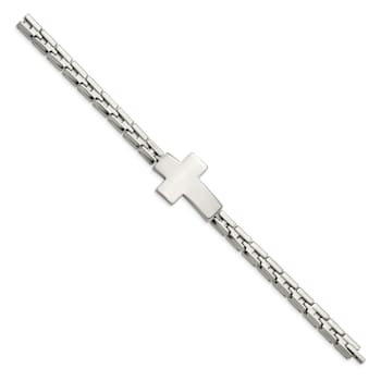 Stainless Steel Polished Cross Bracelet
