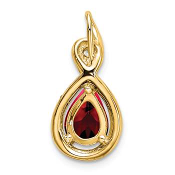 10k Yellow Gold 1.40 ctw Pear Garnet and Accent Diamond Pendant