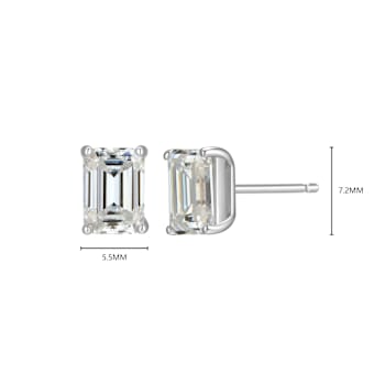 Emerald Cut Moissanite Platineve Stud Earrings 2.02ctw DEW